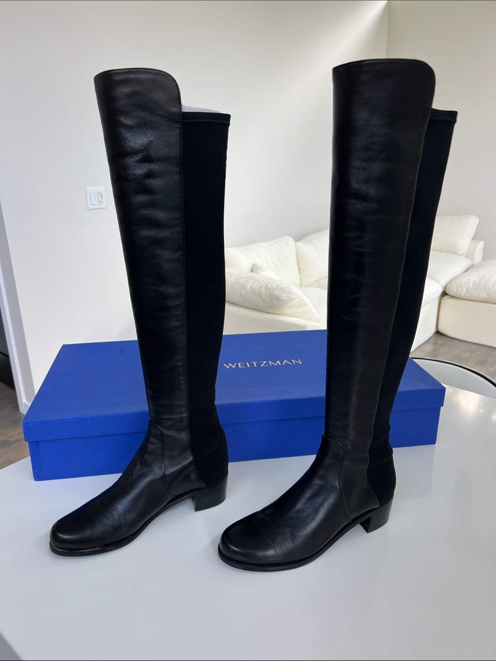 Stuart Weitzman reserve black leather over the knee boots size 8